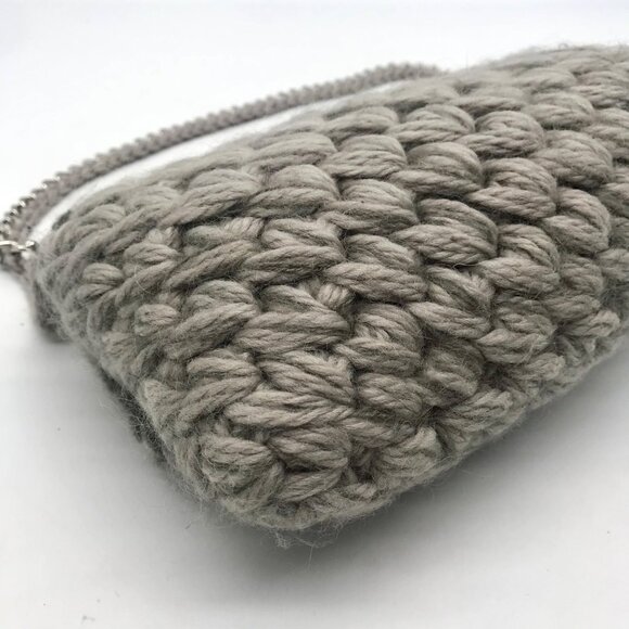 Lorenza Gandaglia Gray & Gold Lurex Crochet Flap Shoulder Bag - Picture 8 of 12